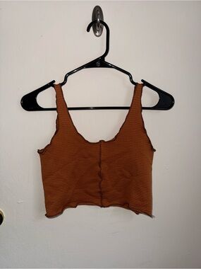 Out From Under (Pacsun) Women’s Cropped Tank Top in Rust Orange - Casual Knit